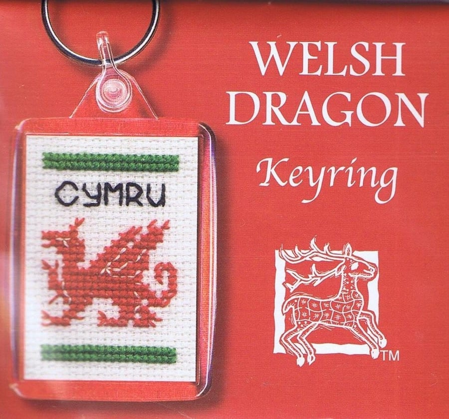 Welsh Dragon Cymru Wales Keyring Cross Stitch Kit By Textile Heritage