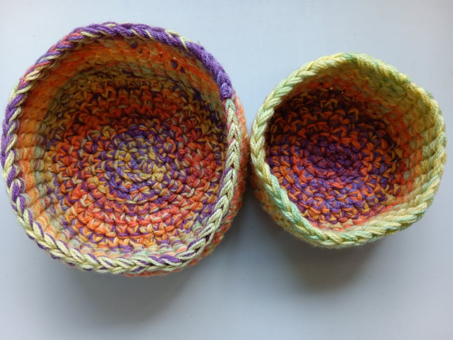 Crochet Nesting Baskets (Citrus and Grapes) - set of 2, so practical!