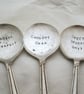 Three Rude Cereal Spoons, Handstamped Dessertspoon Set - Image 2