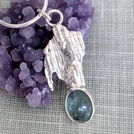 Handmade Textured Sterling Silver Fluorite Pendant on a Silver Necklace