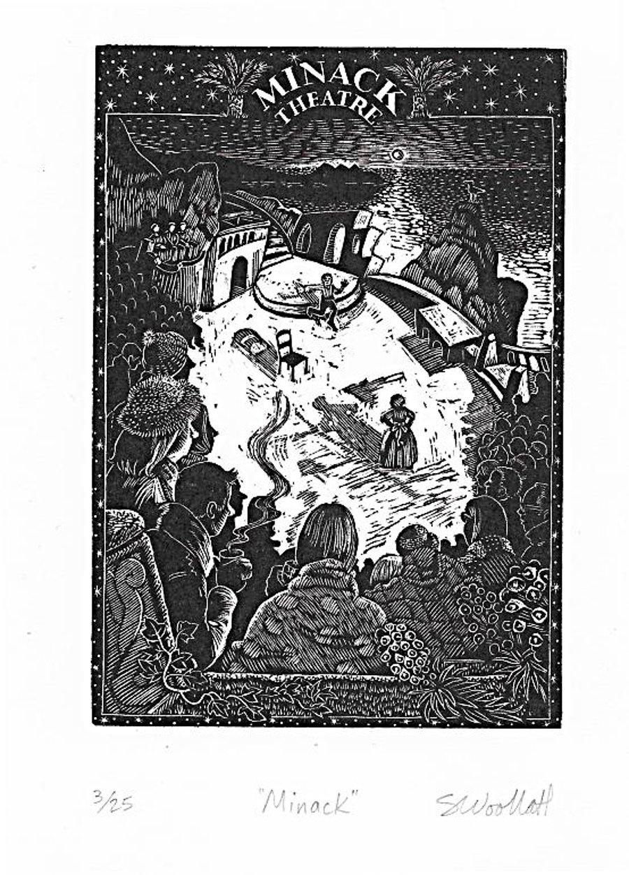 Minack...a hand printed wood engraving