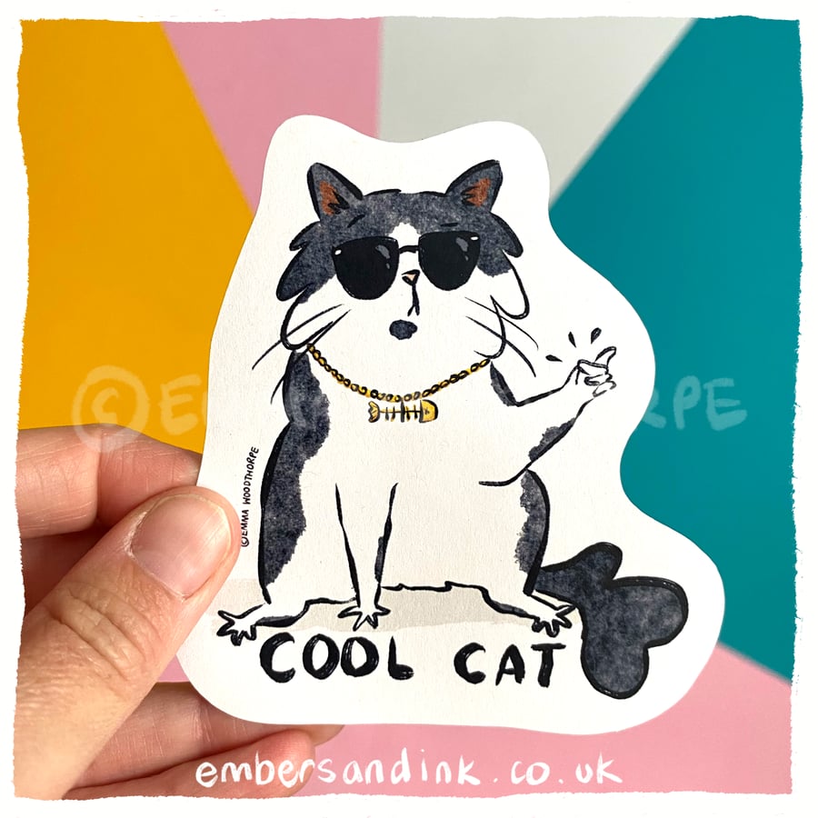 Cool Cat Paper Sticker