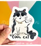 Cool Cat Paper Sticker - Image 1