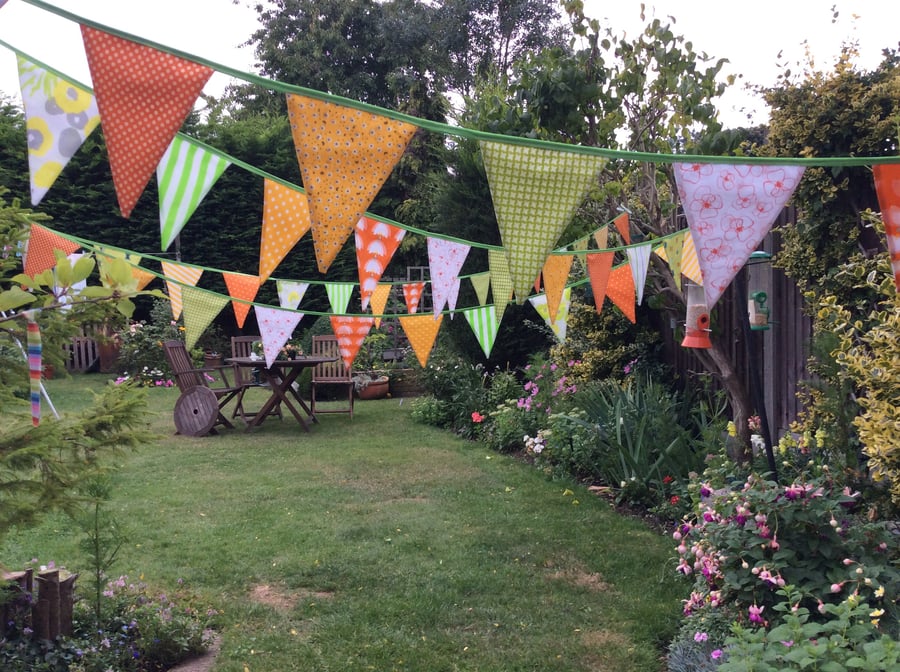 Citrus bright bunting - 48 flags 10m long weddings, fetes, parties
