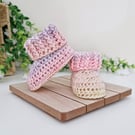 Cutie Pie Crochet Baby Booties - Peach, Custard & Pecan Pie - 0-6 Months