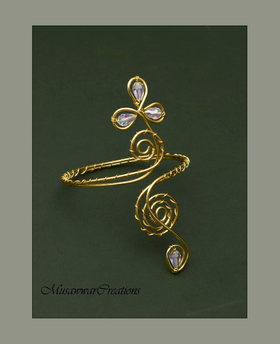 Celtic Brass Armlet, Celtic design upper arm cuff, celtic swirl brass armcuff, 