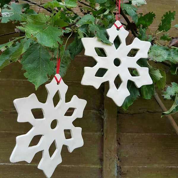 Large Ceramic Snowflake Decoration - Folksy
