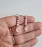 925 Silver & Purple Cats Eye & Pink Glass Leaf Dangle Earrings Earings Jewellery - Image 3