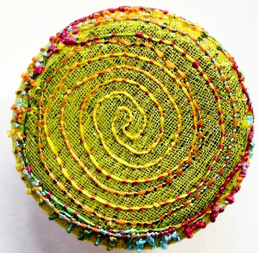 Buttons 1 inch button Hand Dyed Silks and Cottons Free Machine Embroidery Button