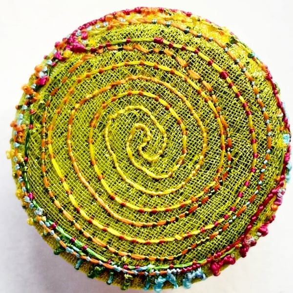 Buttons 1 inch button Hand Dyed Silks and Cottons Free Machine Embroidery Button