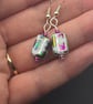 White rectangle czech glass earrings - Image 5