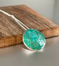 Mandala fine silver pendant in turquoise