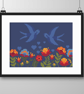 205 - Blue Swallows Cross Stitch Pattern Folk Art Love Birds (PDF Counted Chart) - Image 3