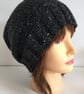 Custom Order for Rob, Dark Grey Unisex Beanie, Charcoal Hand Knit Slouch Hat - Image 2