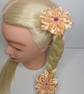 Peach Ribbon Flower Hair Ties – Handmade Satin Accessories Set of 2 - Image 8