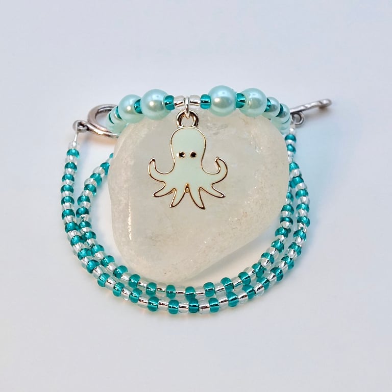 Sea Green Octopus Necklace, Birthday, Anniversary, Gifts For Nature Lovers