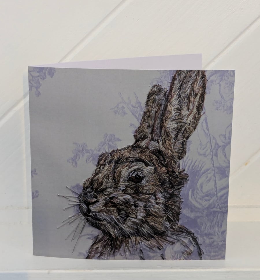 Rabbit Embroidery Art Greeting Cards