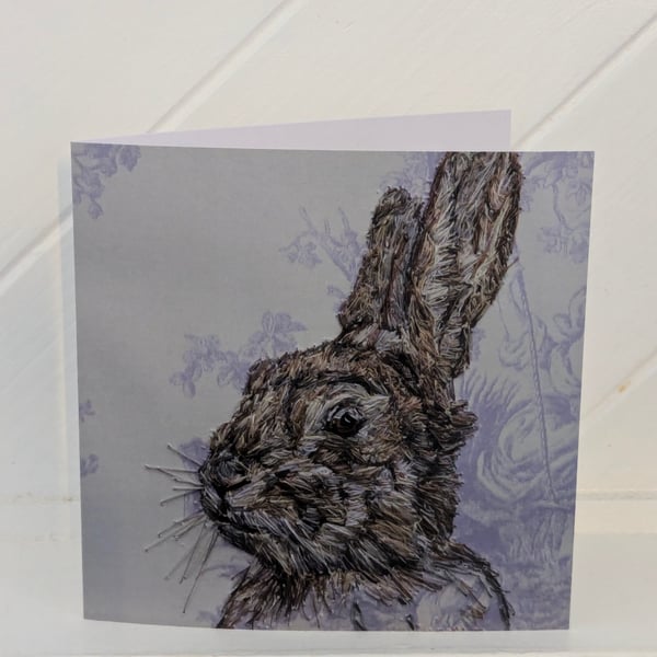 Rabbit Embroidery Art Greeting Cards