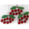 Cherry Suncatcher Stained Glass Bunch of Red Cherries