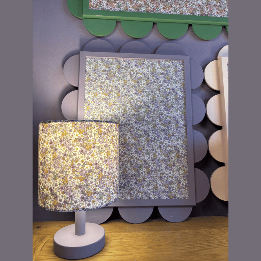 The Rue Mini Lamp – Handmade Floral Table Lamp with Lilac Base
