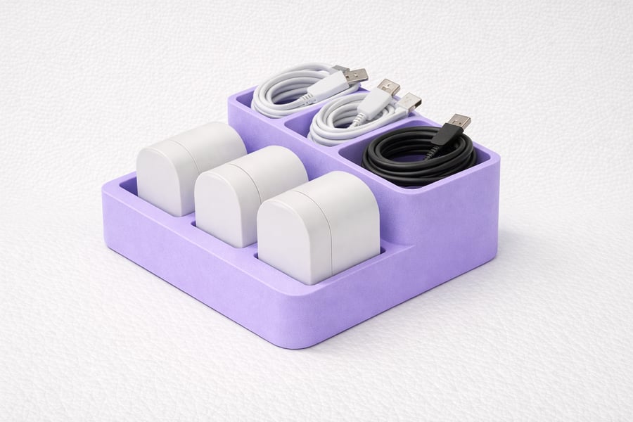 UK Plug Charger Holder - Desktop Power Adapter Organiser - 90 - 90 - 45 mm