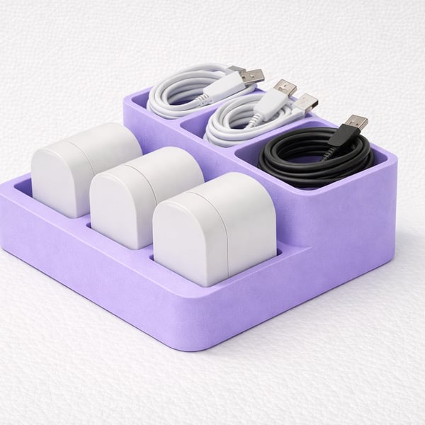 UK Plug Charger Holder - Desktop Power Adapter Organiser - 90 - 90 - 45 mm