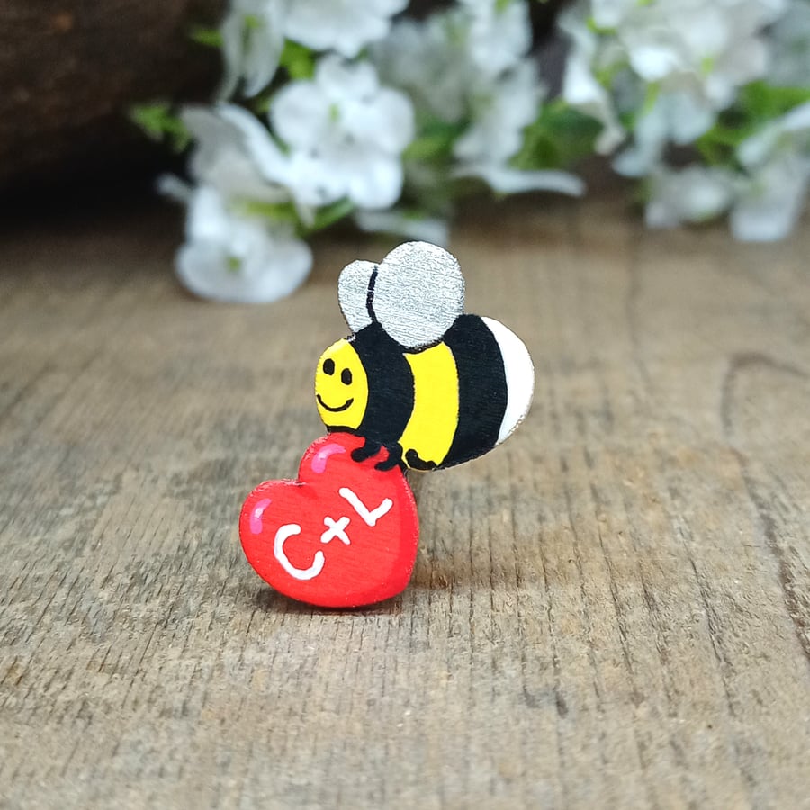 Bee Pin Gift, Handmade Tiny Bee Brooch, Personalised I Love You Gift