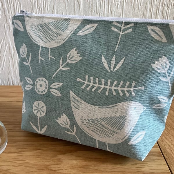 Birds Makeup Bag, Handmade in the UK