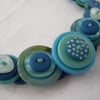 Button Necklace Turquoise and Teal 