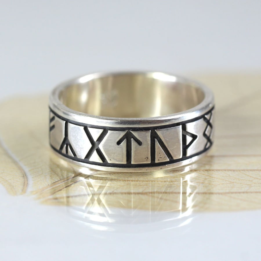 Silver Rune Ring Custom Viking Name Ring