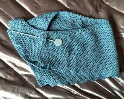 Asymmetrical Crochet Scraf or Wrap in Powder Blue