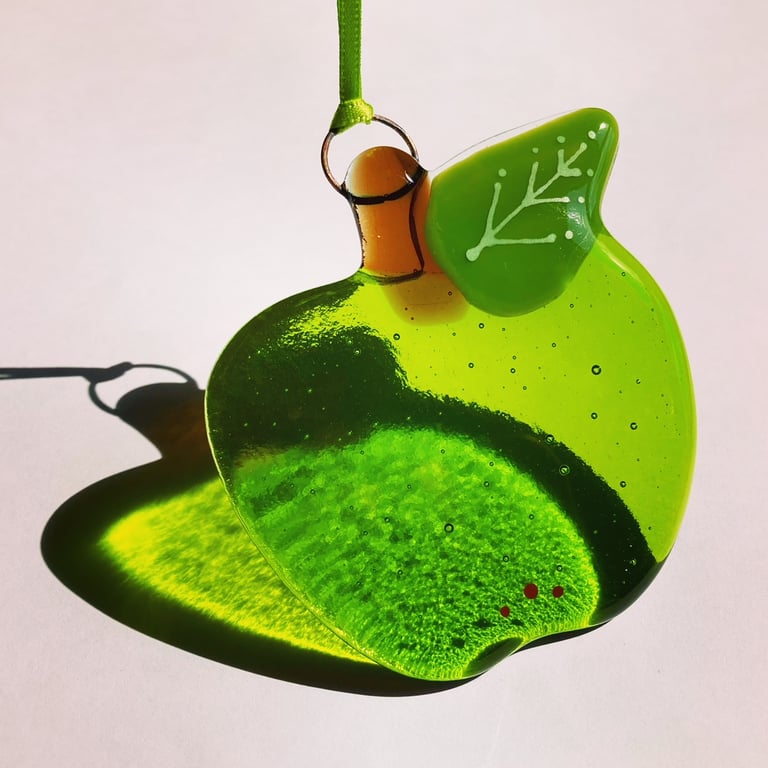 Fused Glass Green Apple