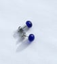 Fused Glass Stud Earrings - Cobalt Blue - Image 4