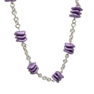Purple ripple bead rosary link necklace