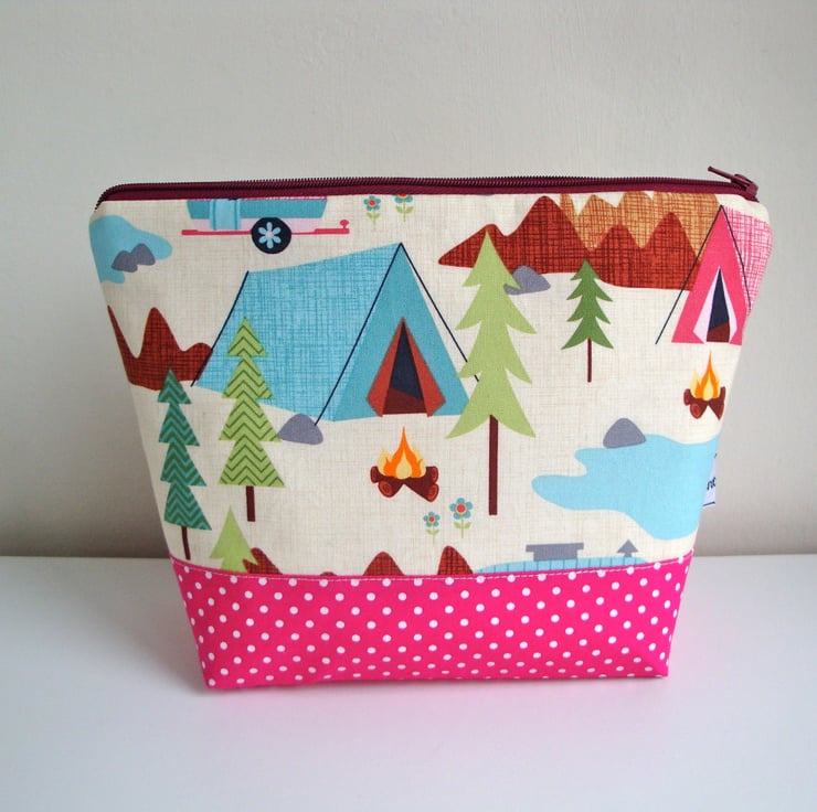 Cotton Wash bag Toiletries bag camping Folksy