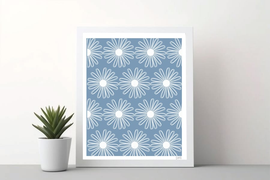 Daisy Pattern A4 Art Print 