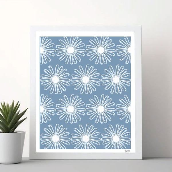 Daisy Pattern A4 Art Print 