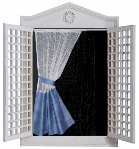 Small curtain Brise bise window panel Handmade Blue & White Unique