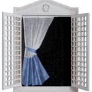 Small curtain Brise bise window panel Handmade Blue & White Unique