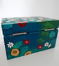 Teal Floral Hand painted Box, Wildflowers Pattern, Storage for Jewellery  - Image 7
