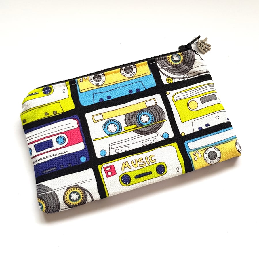 Funky Cassette Tape Zip Pouch - Small Zipper Bag for Everyday Essentials