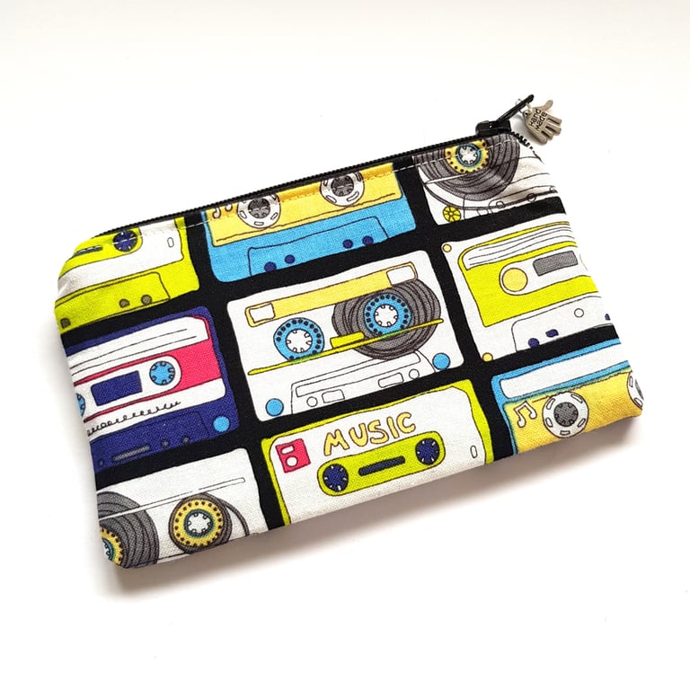 Funky Cassette Tape Zip Pouch - Small Zipper Bag for Everyday Essentials