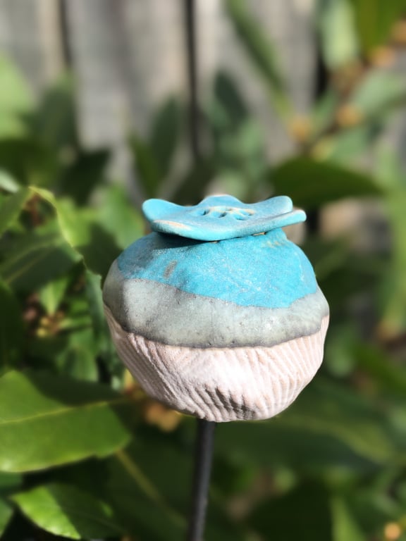 Ceramic garden stake, handmade garden art, indoor or outdoor garden stake