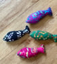 Small catnip fish……colourful batik cotton cat toy - Image 5