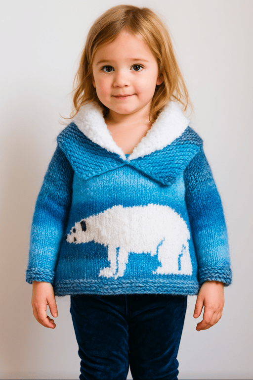 Polar Bear Sweater Knitting Pattern.  Digital Pattern