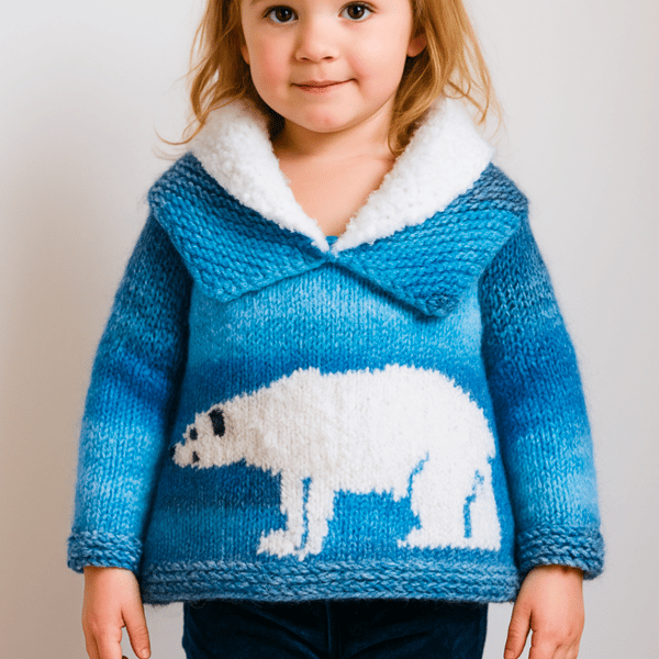 Polar Bear Sweater Knitting Pattern.  Digital Pattern