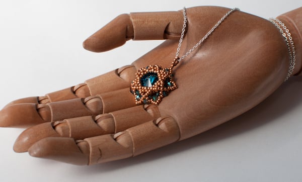 Turquoise crystal and copper pendant