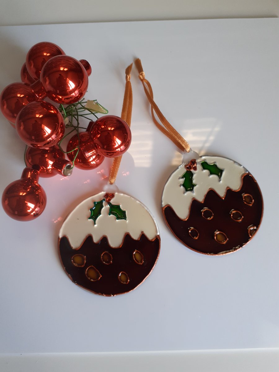 Christmas pudding suncatcher tree decoration