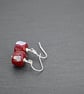 lampwork glass earrings dark red and ivory shards - Image 3