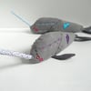 applique, free motion, hand embroidered zombie narwhal